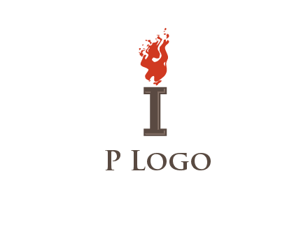 letter I with flames logos