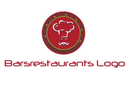 chef with hat in circle with pattern ring restaurant logo