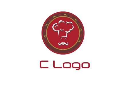 chef with hat in circle with pattern ring restaurant logo