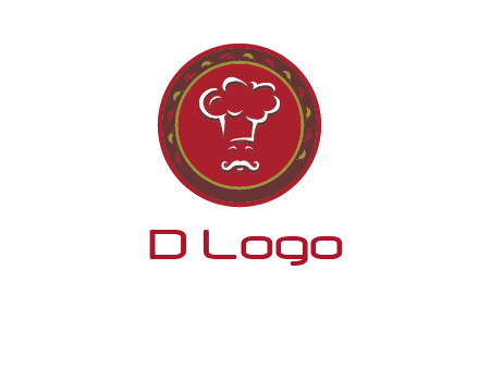 chef with hat in circle with pattern ring restaurant logo