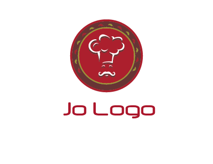 chef with hat in circle with pattern ring restaurant logo