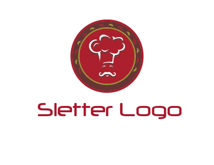 chef with hat in circle with pattern ring restaurant logo