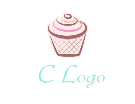 cupcake with swirl cream logo icon