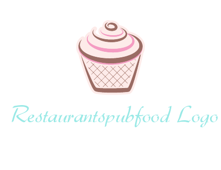 cupcake with swirl cream logo icon