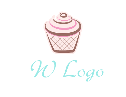 cupcake with swirl cream logo icon