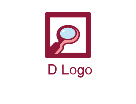 magnifying glass in square line logo icon