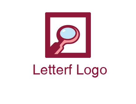 magnifying glass in square line logo icon