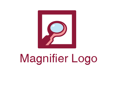 magnifying glass in square line logo icon