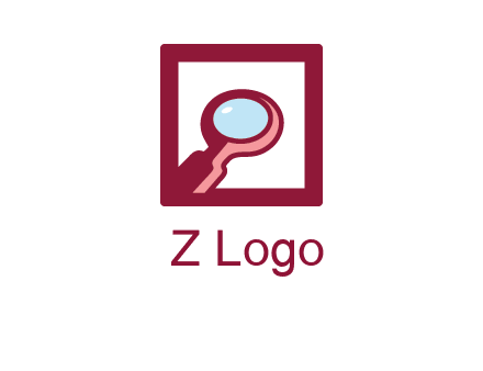 magnifying glass in square line logo icon