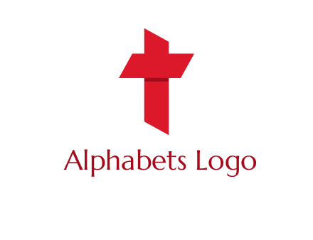 Alphabet T in cross icon