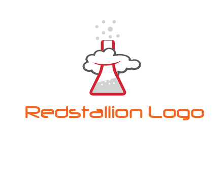 cloud around chemical flask research logo