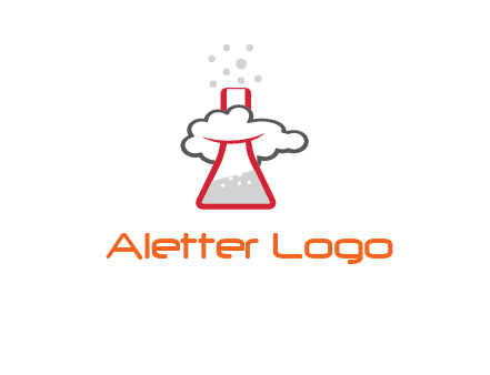 cloud around chemical flask research logo