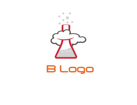 cloud around chemical flask research logo