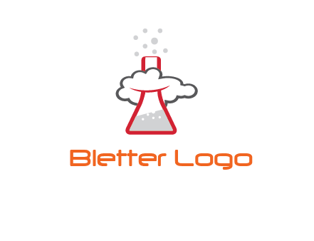 cloud around chemical flask research logo