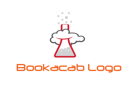 cloud around chemical flask research logo