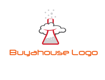 cloud around chemical flask research logo