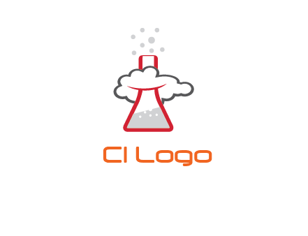 cloud around chemical flask research logo