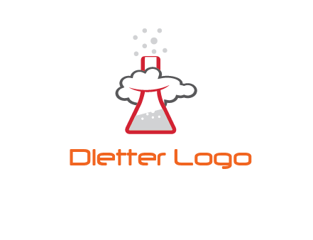 cloud around chemical flask research logo