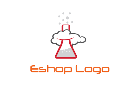 cloud around chemical flask research logo