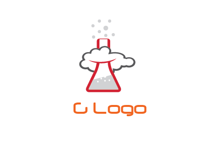 cloud around chemical flask research logo