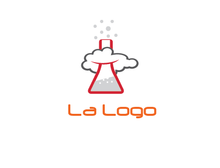 cloud around chemical flask research logo