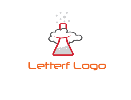 cloud around chemical flask research logo