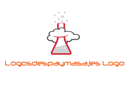 cloud around chemical flask research logo