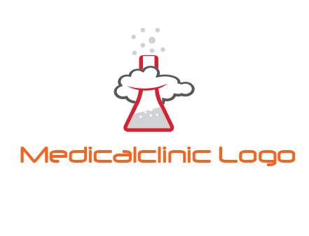 cloud around chemical flask research logo