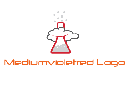 cloud around chemical flask research logo