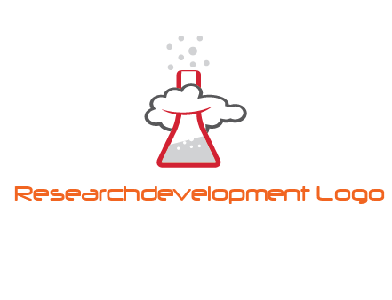 cloud around chemical flask research logo