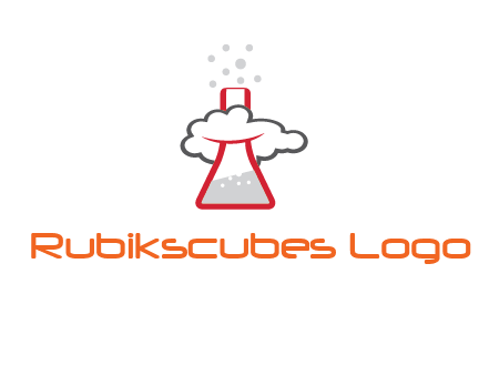 cloud around chemical flask research logo