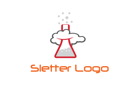 cloud around chemical flask research logo