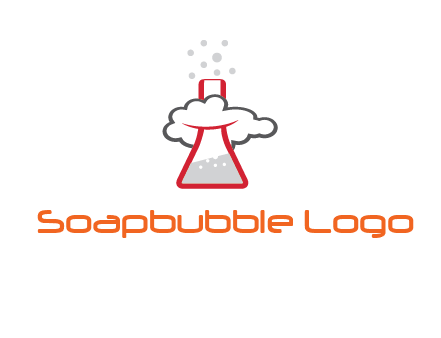 cloud around chemical flask research logo