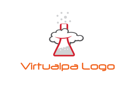 cloud around chemical flask research logo