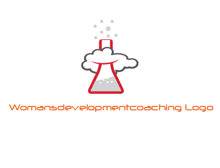 cloud around chemical flask research logo