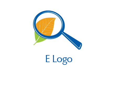 magnifying glass over leaf research logo