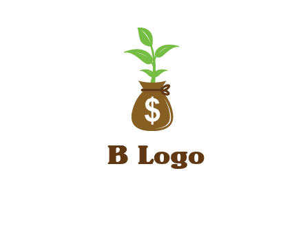 money bag with plant