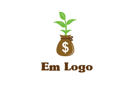 money bag with plant