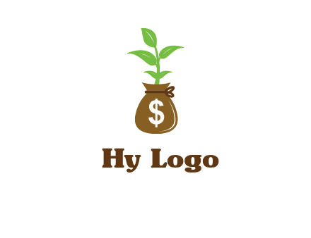 money bag with plant