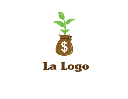 money bag with plant