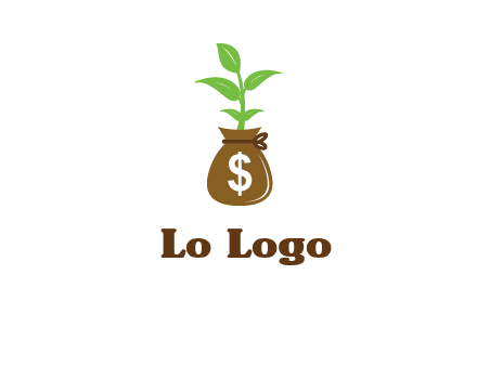 money bag with plant