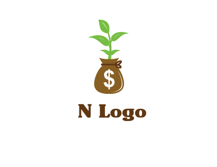 money bag with plant