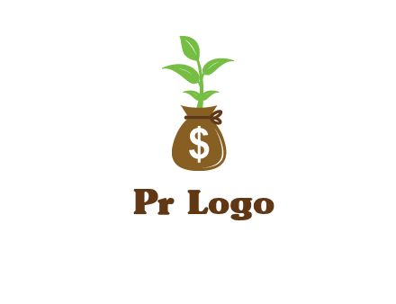 money bag with plant