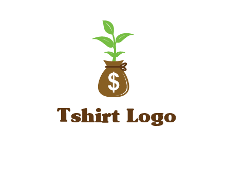 money bag with plant