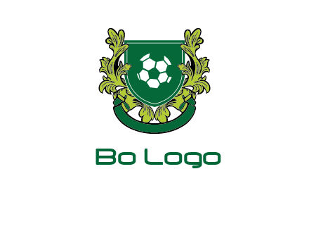 green leaf and football shield logo