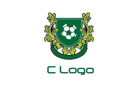 green leaf and football shield logo