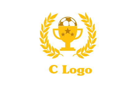 champion cup with football logo