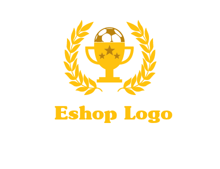 champion cup with football logo