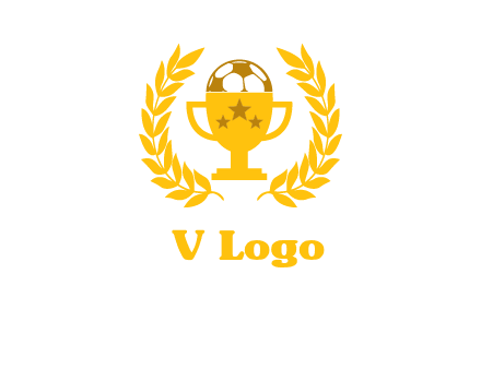 champion cup with football logo