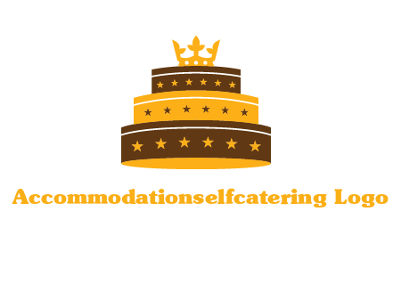 triple layer cake logo with crown